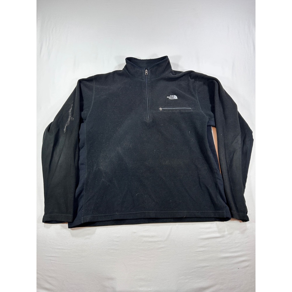 The North Face Mens XL Black Quarter Zip Fleece Pullover Jacket Pocket Logo